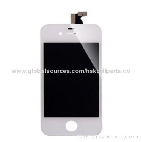 White mobile phone LCD and touchscreen digitizer assembly for iPhone 4